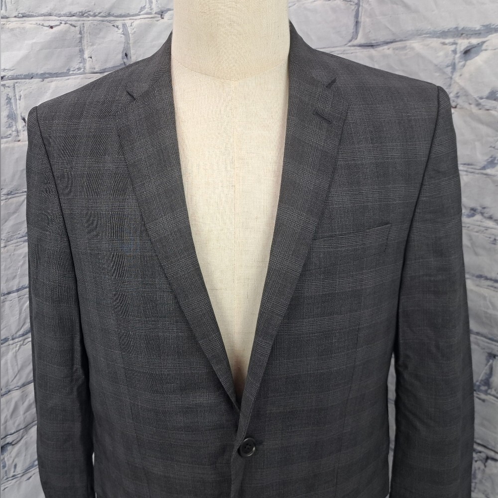 John Varvatos USA Men's Blazer Sport Coat Gray Check Canada Gray Check Wool 40R